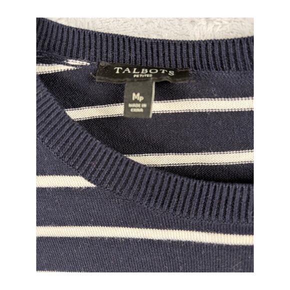 Talbots Striped Corgi Sweater – Medium Petite | Navy & Cream - Picture 7 of 7